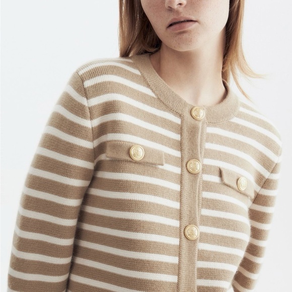 Michael Kors Sweaters - Michael Kors button cardigan, Beige and White petite s